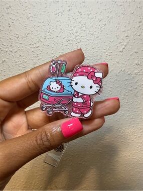 Hello Kitty Pink & Light Blue Medical Badge Reel